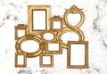 Baroque frame golden framework marble background Royalty Free Stock Photo