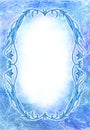 Baroque frame on hoarfrost background Royalty Free Stock Photo