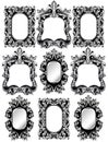 Baroque frames set decor. Detailed rich ornamented framework. Vector illustration graphic line arts