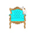 Baroque furniture rich armchair. Handmade ornamented decor. Vector illustration Royalty Free Stock Photo