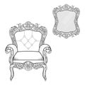 Baroque furniture rich set collection. Ornamented decor background Vector illustration Royalty Free Stock Photo