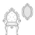 Baroque furniture rich set collection. Ornamented background Vector illustration Royalty Free Stock Photo