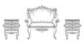 Baroque furniture rich set collection. Ornamented background Vector illustration Royalty Free Stock Photo