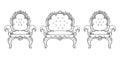 Baroque furniture rich set collection. Ornamented decor Vector illustration Royalty Free Stock Photo