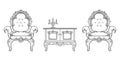 Baroque furniture rich set collection. Ornamented detail Vector illustration Royalty Free Stock Photo