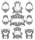 Baroque furniture rich set. Royal Ornamented collection Vector illustrations Royalty Free Stock Photo