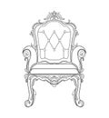 Baroque furniture rich sofa and armchair. Handmade ornamented decor. Vector illustration Royalty Free Stock Photo