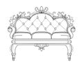 Baroque furniture rich sofa. Ornamented decor Vector illustration Royalty Free Stock Photo