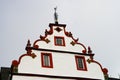 Baroque gable of historic building in old town of Hachenburg, Rheinland-Pfalz, Germany