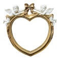 Baroque gilded fhoto frame in form of heart with cupids on isolated background Royalty Free Stock Photo