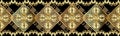 Baroque gold 3d border seamless pattern. Antique ornate background. Greek key meander ornaments. Vintage cross flowers, scroll le Royalty Free Stock Photo