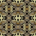 Baroque gold 3d seamless pattern. Greek vintage background.