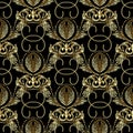 Baroque gold embroidery style 3d seamless pattern. Vector patte Royalty Free Stock Photo