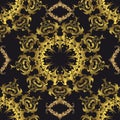Baroque gold vector seamless mandala pattern. Ornamental vintage Royalty Free Stock Photo