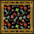 Baroque golden chain versace scarf design