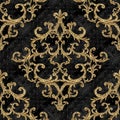 Baroque golden elements seamless pattern. Gold texture