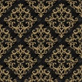 Baroque golden elements seamless pattern. Gold texture