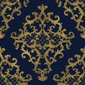 Baroque golden elements seamless pattern. Gold texture Royalty Free Stock Photo