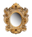 Baroque golden mirror frame. Vector round decor design elements. Rich encarved ornaments Royalty Free Stock Photo