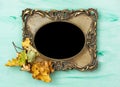 Baroque golden picture frame autumn leaves