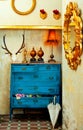 Baroque grunge vintage house with blue drawer Royalty Free Stock Photo