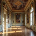 baroque hall with paintings on the wall AI generated Royalty Free Stock Photo