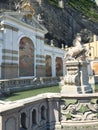 Baroque horse well at the Kapitelplatz Square in the Old Town of Salzburg Austria