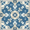 Baroque-inspired Blue And White Tile Illustration With Italianate Flair