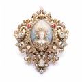 Baroque-inspired Brooch With Woman And Crystals