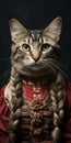 Baroque-inspired Cat Portrait With Braided Braids And Trachten