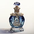 Baroque-inspired 3d Rendering Of A Fancy Blue Perfume Bottle