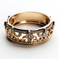 Baroque-inspired Gold Ring With Intricate Diamond Design