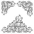 Baroque leaf frame swirl decorative design element Royalty Free Stock Photo