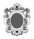 Baroque mirror frame. Vector round decor design elements. Rich encarved ornaments line arts