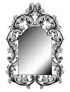 Baroque mirror frame. Vector round decor design elements. Rich encarved ornaments line arts Royalty Free Stock Photo