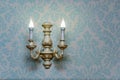 Baroque ornament texture and wall lamp. Vintage lighting sources