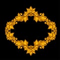Baroque ornamental antique gold frame on black Royalty Free Stock Photo