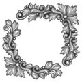 Baroque ornamental antique silver element on white Royalty Free Stock Photo