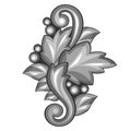 Baroque ornamental antique silver element on white Royalty Free Stock Photo