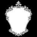 Baroque ornamental antique silver frame on black Royalty Free Stock Photo