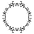 Baroque ornamental antique silver frame on white