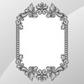 Baroque ornamental antique silver frame on white