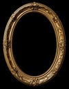 Baroque ornate oval golden frame. Picture frame isolated on black background Royalty Free Stock Photo