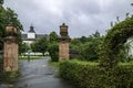 Baroque outbuildings in the beautiful gardens of Berleburg Palace, Bad Berle Bridge, North Rhine-Westphalia