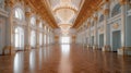 Baroque palace ballroom. Gold with white