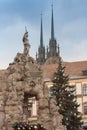 Baroque Parnas fountain and christmas tree