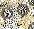 Baroque Pattern Design with Graphic Zebra Giraffe Skin and Stars Design