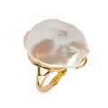 Baroque pearl gold ring isolared on white background