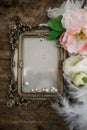 Baroque photo frame with pearls and roses