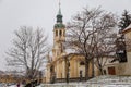 Baroque pilgrim place Loreto Monastery, facade of Prazska Loreta Church of  Nativity of Our Lord, Kostel Narozeni Pane, Hradcany Royalty Free Stock Photo